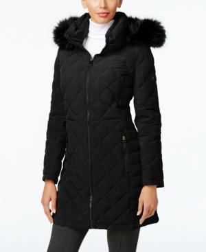 Calvin Klein Faux-fur-trim Quilted Water Resistant Down Coat