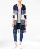 Almost Famous Juniors' Open-front Cardigan With Fringe Trim