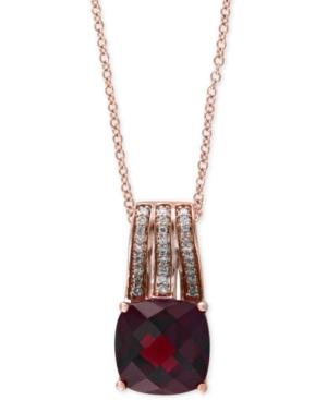 Bordeaux By Effy Rhodolite Garnet (3-1/2 Ct. T.w.) And Diamond (1/10 Ct. T.w.) Pendant Necklace In 14k Rose Gold