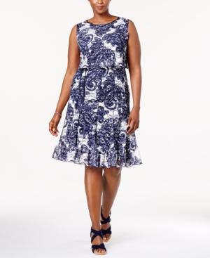 Sl Fashions Plus Size Paisley Lace Popover Dress