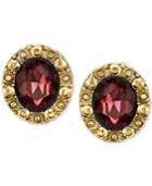 2028 Gold-tone Burgundy Crystal Stud Earrings, A Macy's Exclusive Style