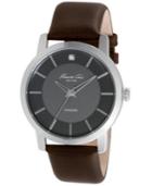 Kenneth Cole New York Men's Diamond Accent Brown Leather Strap Watch 44mm Kc8069