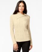 Jeanne Pierre Asymmetrical-collar Cable-knit Sweater