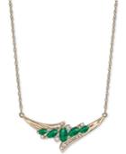 Emerald (3/4 Ct. T.w.) & Diamond (1/6 Ct. T.w.) 17 Statement Necklace In 14k Gold