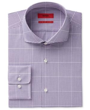 Hugo Men's Slim-fit Purple Large Check Dress Shirt