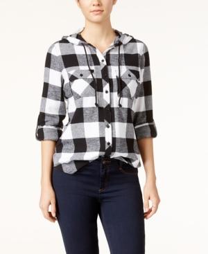 Polly & Esther Juniors' Hooded Plaid Shirt