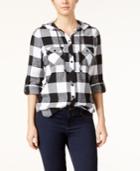 Polly & Esther Juniors' Hooded Plaid Shirt