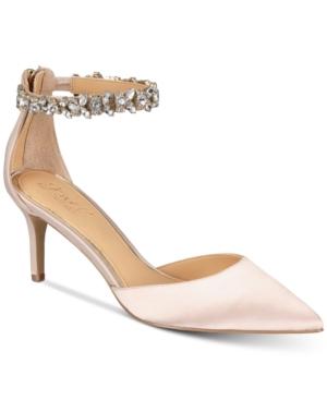 Jewel Badgley Mischka Audrey Embellished Ankle Strap Evening Pumps, Created For Macy's Women's Shoes