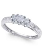 Diamond Trinity Engagement Ring (1/2 Ct. T.w.) In 14k White Gold