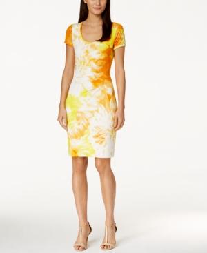 Calvin Klein Printed Scoop-neck Sheath Dress