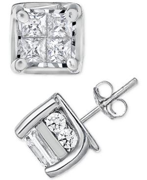 Diamond Quad Stud Earrings (1 Ct. T.w.) In 14k White Gold