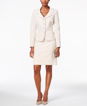 Tahari Asl Checked Four-button Skirt Suit