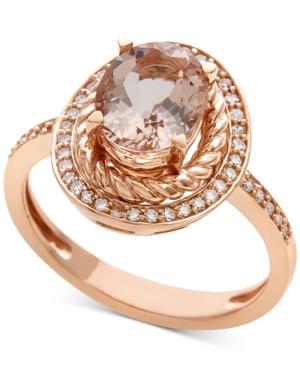 Morganite (1-1/2 Ct. T.w.) & Diamond (1/5 Ct. T.w.) Ring In 14k Rose Gold