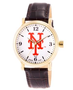 Gametime Mlb New York Mets Men's Shiny Gold Vintage Alloy Watch