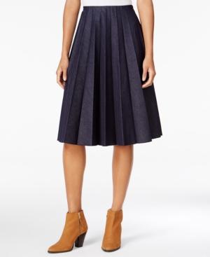 Maison Jules Pleated Denim Skirt, Only At Macy's