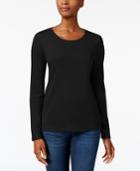 Charter Club Pima Cotton Long-sleeve Top, Created For Macy's