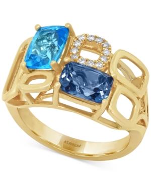 Effy Blue Topaz (3-1/3 Ct. T.w.) And Diamond Accent Ring In 14k Gold