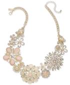 Inc International Concepts Gold-tone Imitation Pearl, Stone & Crystal Flower Collar Necklace, 17 + 3 Extender, Created For Macy's