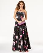 My Michelle Juniors' Printed Strapless Gown