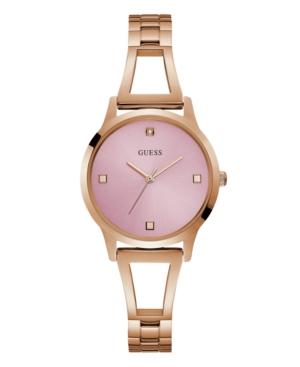 Guess Women's Rose Gold Pink Diamond Self-adjustable G-link Watch 25mm