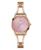 Guess Women's Rose Gold Pink Diamond Self-adjustable G-link Watch 25mm