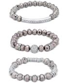 Guess Two-tone Beaded Pave Stretch Bracelets