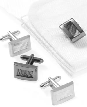 Geoffrey Beene Cufflinks, Textured Square Boxed Set