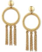 Lucky Brand Gold-tone Circle & Chain Tassel Drop Earrings