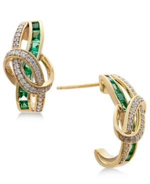Emerald (7/8 Ct. T.w.) And Diamond (1/4 Ct. T.w.) Drop Earrings In 14k Gold