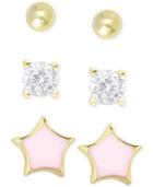 Lily Nily Children's Cubic Zirconia Earring Trio In 18k Gold Over Sterling Silver