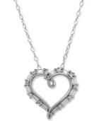 Cubic Zirconia Baguette Heart 18 Pendant Necklace In Sterling Silver