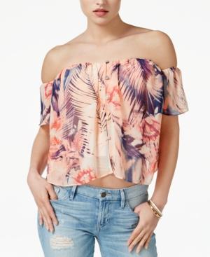 Guess Emma Printed Off-shoulder Corset Top