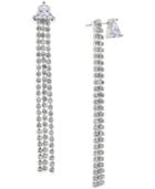 Abs By Allen Schwartz Silver-tone Crystal Pyramid Chain Front-back Earrings
