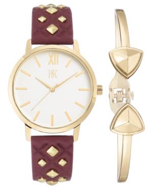 I.n.c. Women's Gray Faux Leather Strap Watch 38mm Gift Set, Created For Macy's