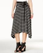 Bcx Juniors' Lace-up Striped Handkerchief-hem Skirt