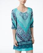 Speechless Juniors' Printed Roll-tab-sleeve Sheath Dress