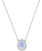 Swarovski Silver-tone Teardrop Crystal Pave Pendant Necklace