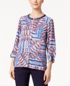Alfred Dunner Printed Roll-tab Shirt