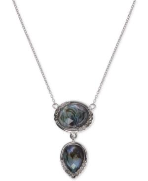 Judith Jack Sterling Silver Double Drop Abalone Pendant Necklace