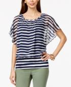 Style & Co. Petite Striped Dolman-sleeve Blouse, Only At Macy's