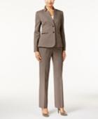 Tahari Asl Faux-leather-trim Houndstooth Pantsuit