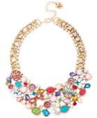 Betsey Johnson Gold-tone Multi-stone And Charm Frontal Necklace