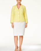Le Suit Plus Size Two-button Basketweave Colorblocked Skirt Suit