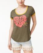 Belle Du Jour Juniors' Love Foil Graphic Ringer T-shirt
