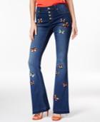 Inc International Concepts Butterfly-patch Indigo Wash Flare-leg Jeans, Only At Macy's