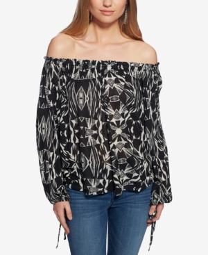 Jessica Simpson Printed Off-the-shoulder Peasant Top