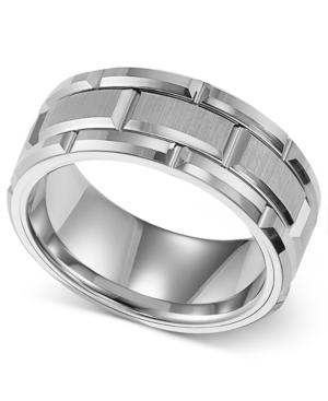 Triton Men's Ring, 8mm White Tungsten Wedding Band