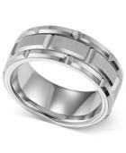 Triton Men's Ring, 8mm White Tungsten Wedding Band