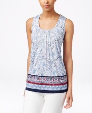 Charter Club Embroidered Tank Top, Floral Print