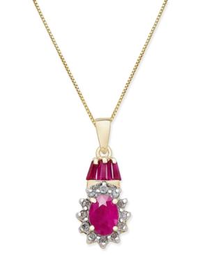 Ruby (1-1/3 Ct. T.w.) And Diamond (1/5 Ct. T.w.) Pendant Necklace In 14k Gold